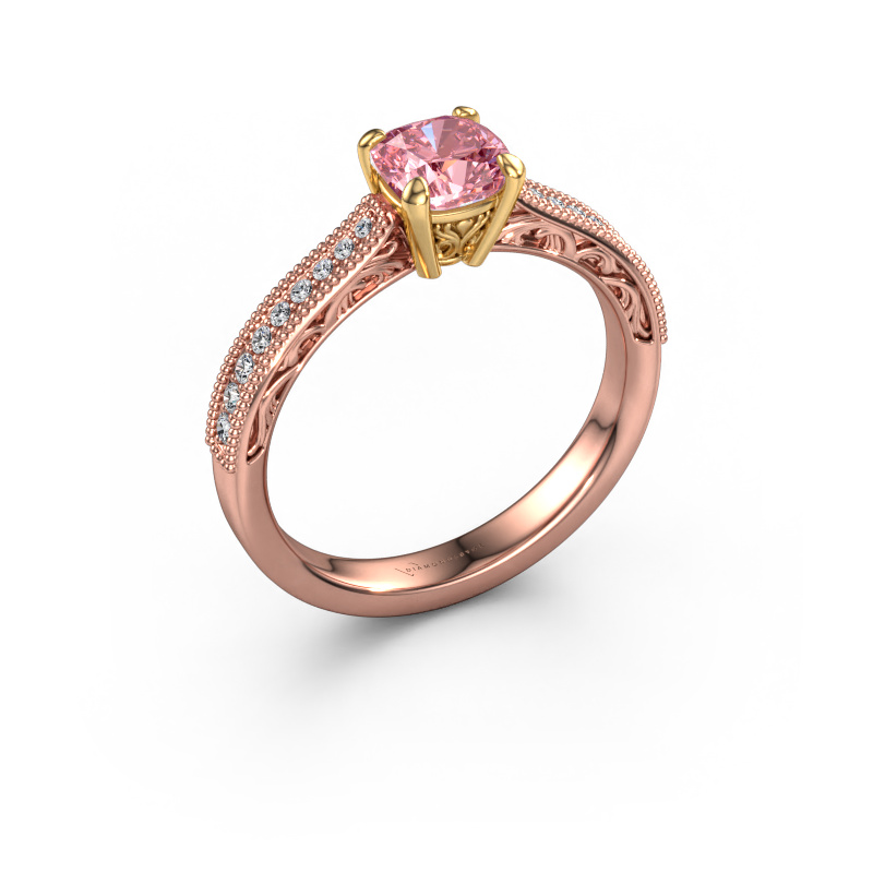Image of Engagement ring Shonta CUS 585 rose gold Pink lab grown diamond 5.5 mm