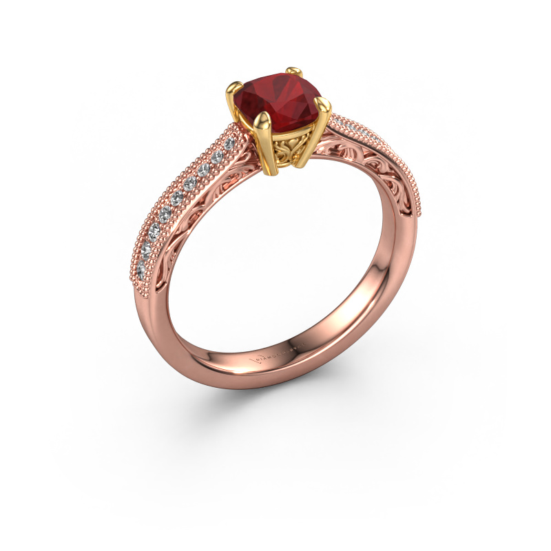 Image of Engagement ring Shonta CUS 585 rose gold Ruby 5.5 mm