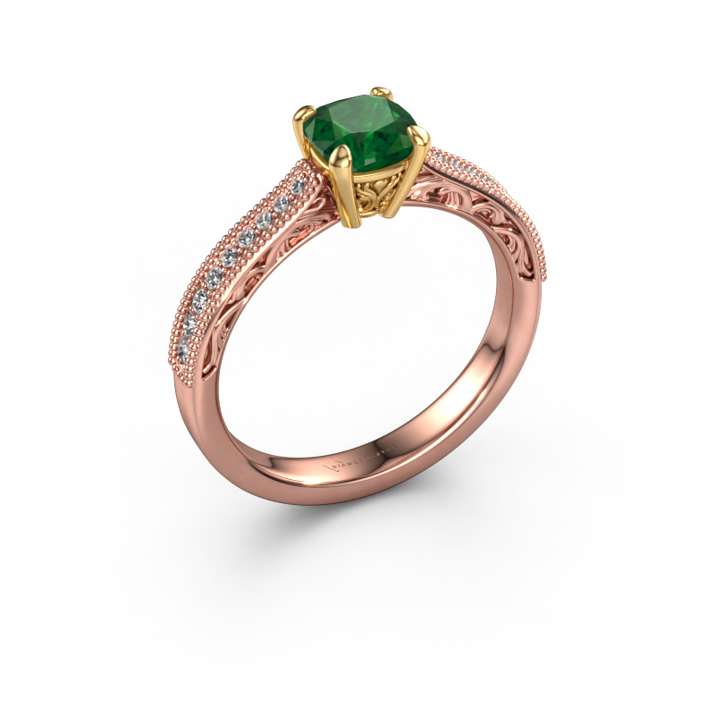 Bild von Verlobungsring Shonta CUS 585 Roségold Smaragd 5.5 mm