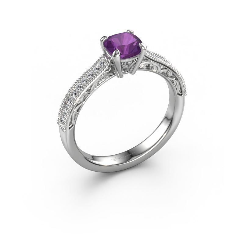 Image of Engagement ring Shonta CUS 950 platinum Amethyst 5.5 mm