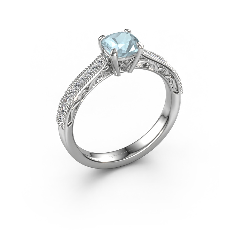 Image of Engagement ring Shonta CUS 950 platinum Aquamarine 5.5 mm