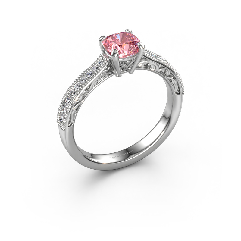 Image of Engagement ring Shonta CUS 950 platinum Pink lab grown diamond 5.5 mm