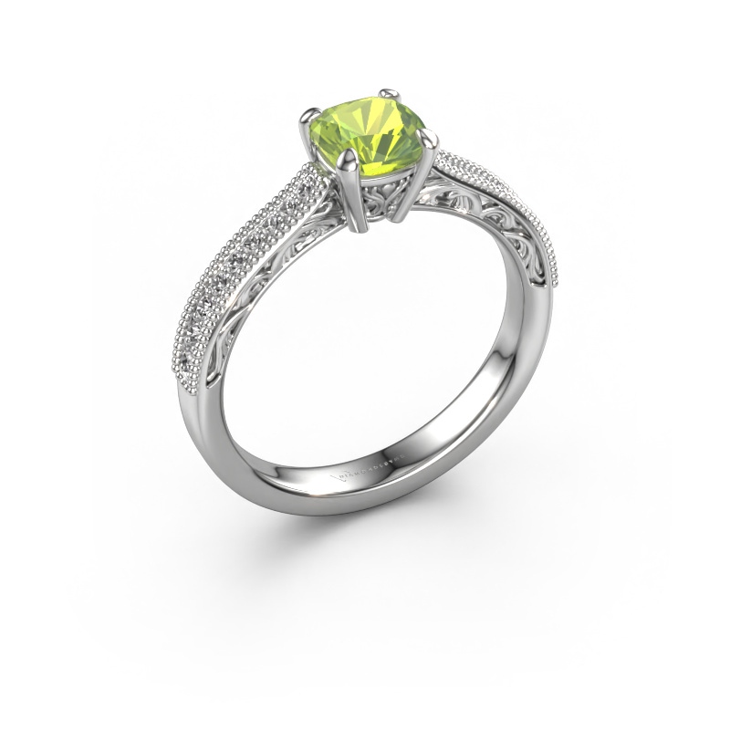 Image of Engagement ring Shonta CUS 950 platinum Peridot 5.5 mm