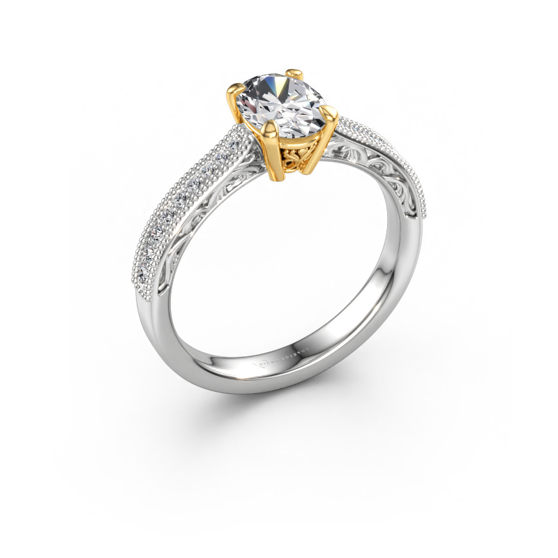Afbeelding van Verlovingsring Shonta OVL 585 witgoud Diamant 0.934 crt