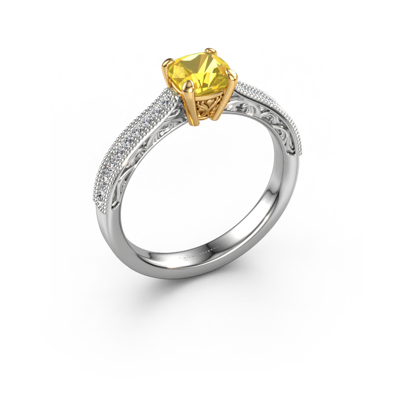 Image of Engagement ring Shonta CUS 585 white gold Yellow sapphire 5.5 mm