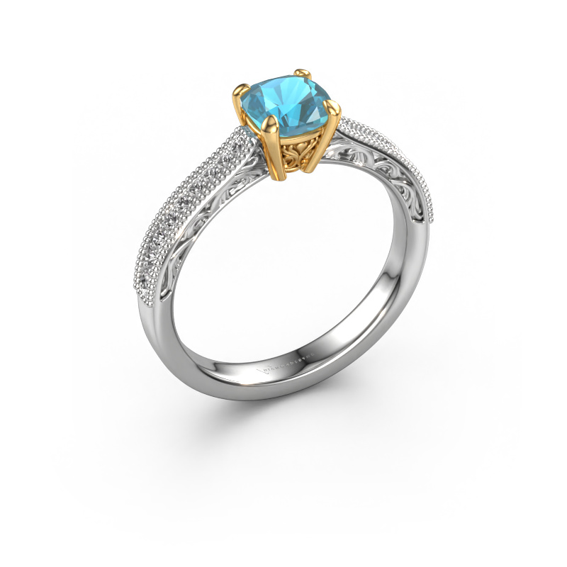 Bild von Verlobungsring Shonta CUS 585 Weißgold Blau Topas 5.5 mm