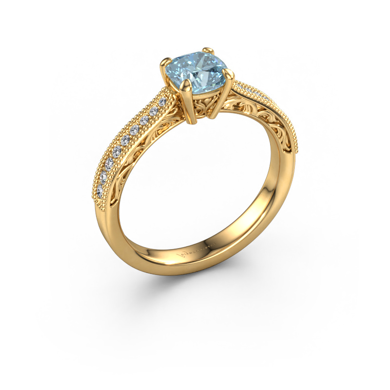 Image of Engagement ring Shonta CUS 585 gold Blue lab grown diamond 5.5 mm