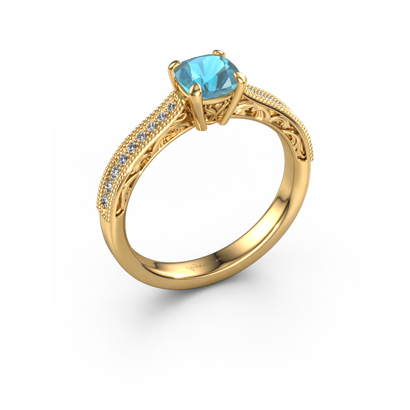 Image de Bague de fiançailles Shonta CUS 585 or jaune Topaze bleue 5.5 mm