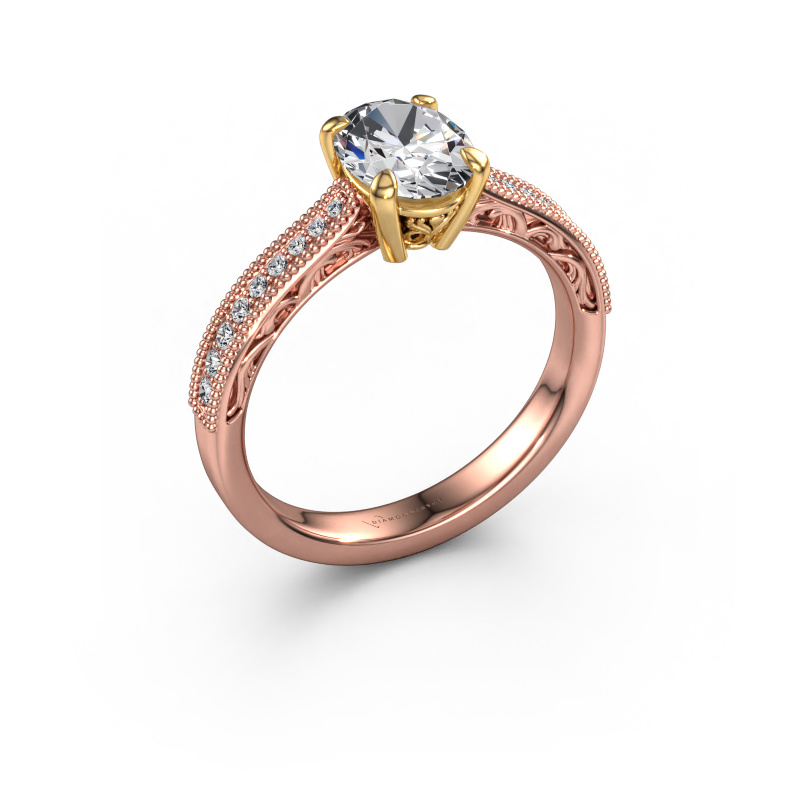 Image of Engagement ring Shonta OVL 585 rose gold Lab grown diamond 1.234 crt