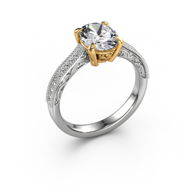 Image of Engagement ring Shonta OVL 585 white gold Lab grown diamond 1.934 crt