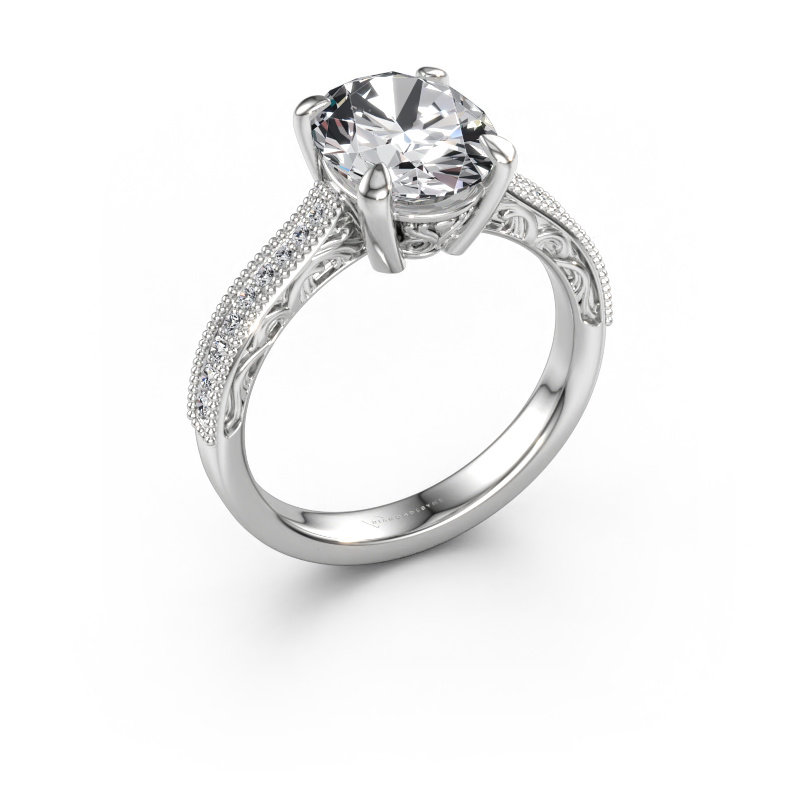 Immagine di Anello di fidanzamento Shonta OVL 585 oro bianco Diamante lab grown 2.834 crt