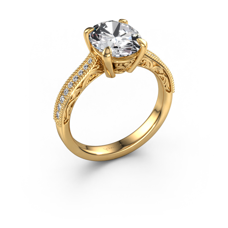 Image of Engagement ring Shonta OVL 585 gold Lab grown diamond 2.834 crt