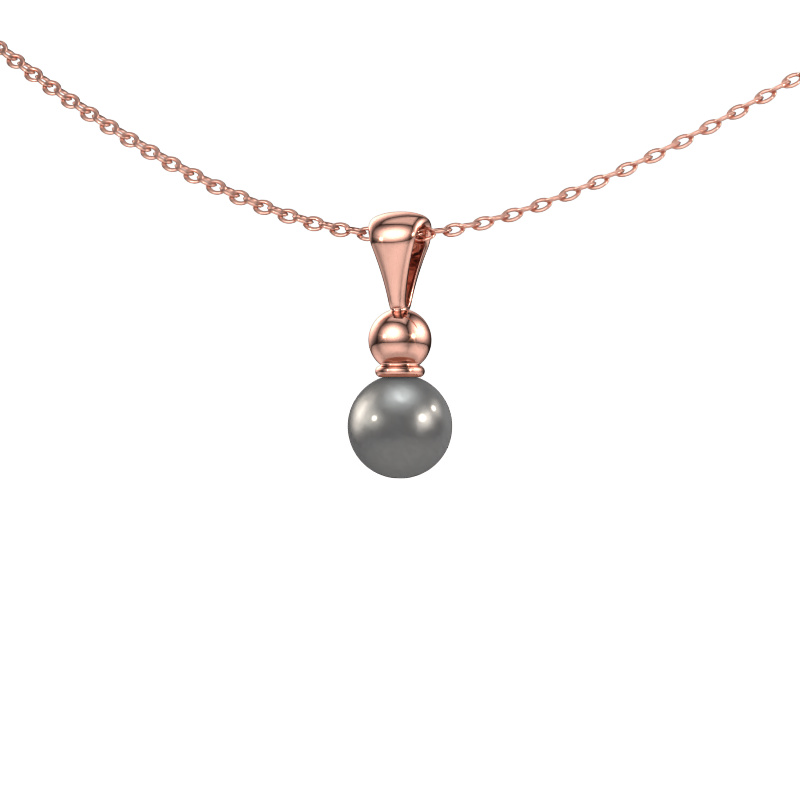 Image of Pendant Signe 585 rose gold Grey pearl 6 mm