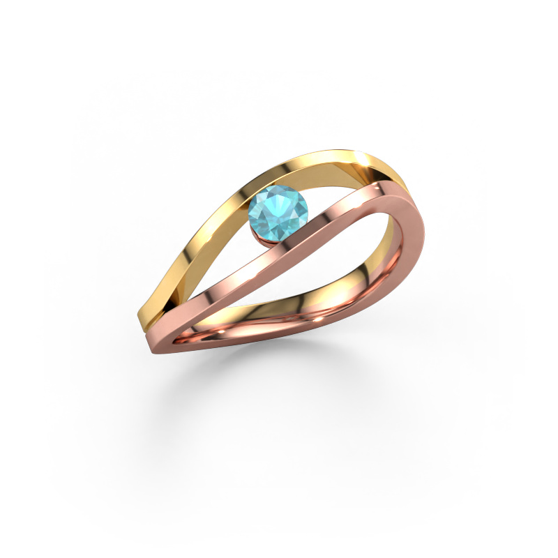 Image of Engagement ring Sigrid 1 585 rose gold Blue topaz 3.7 mm