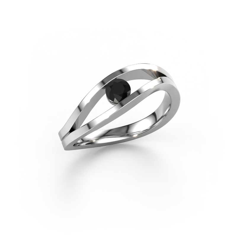 Image of Engagement ring Sigrid 1 950 platinum Black diamond 0.24 crt