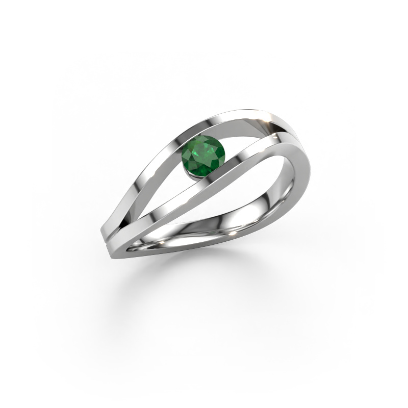 Image of Engagement ring Sigrid 1 950 platinum Emerald 3.7 mm