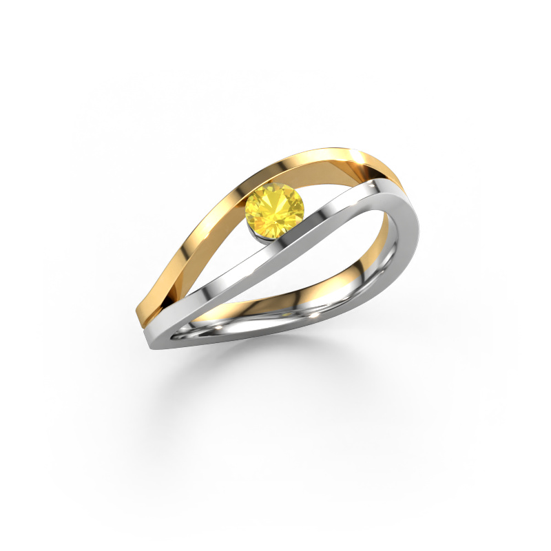 Image de Bague de fiançailles Sigrid 1 585 or blanc Saphir jaune 3.7 mm