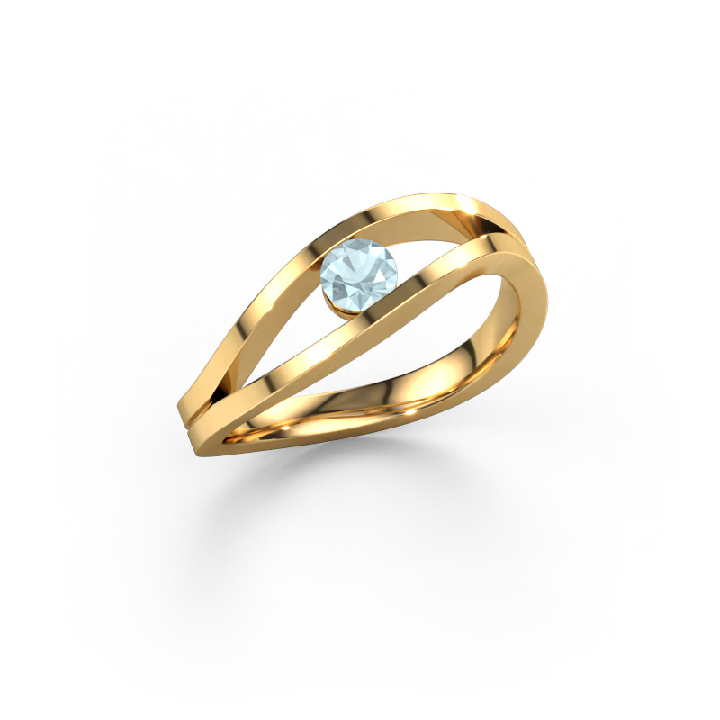 Bild von Verlobungsring Sigrid 1 585 Gold Aquamarin 3.7 mm