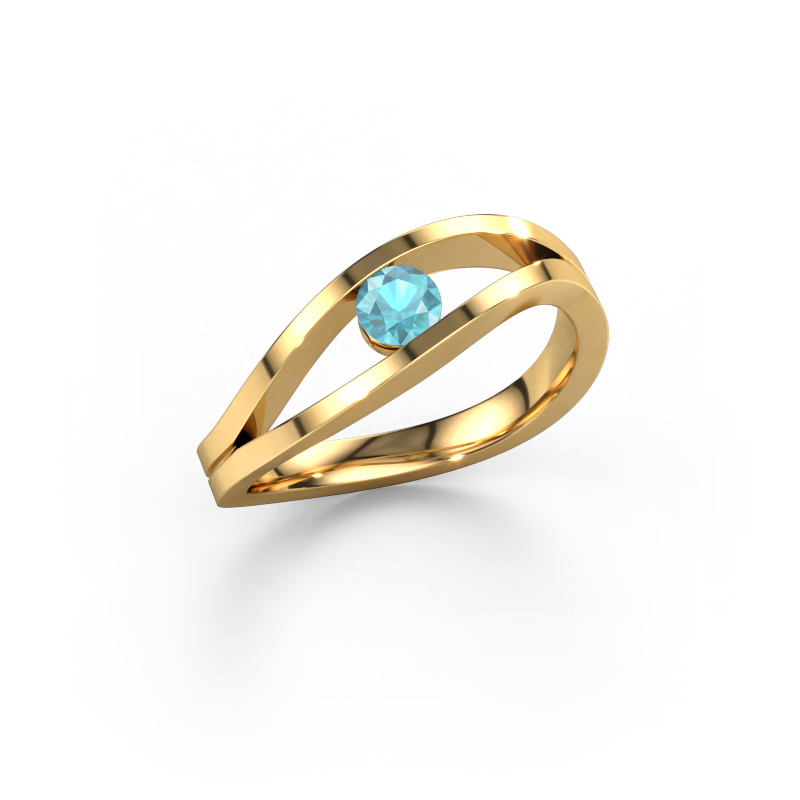 Bild von Verlobungsring Sigrid 1 585 Gold Blau Topas 3.7 mm