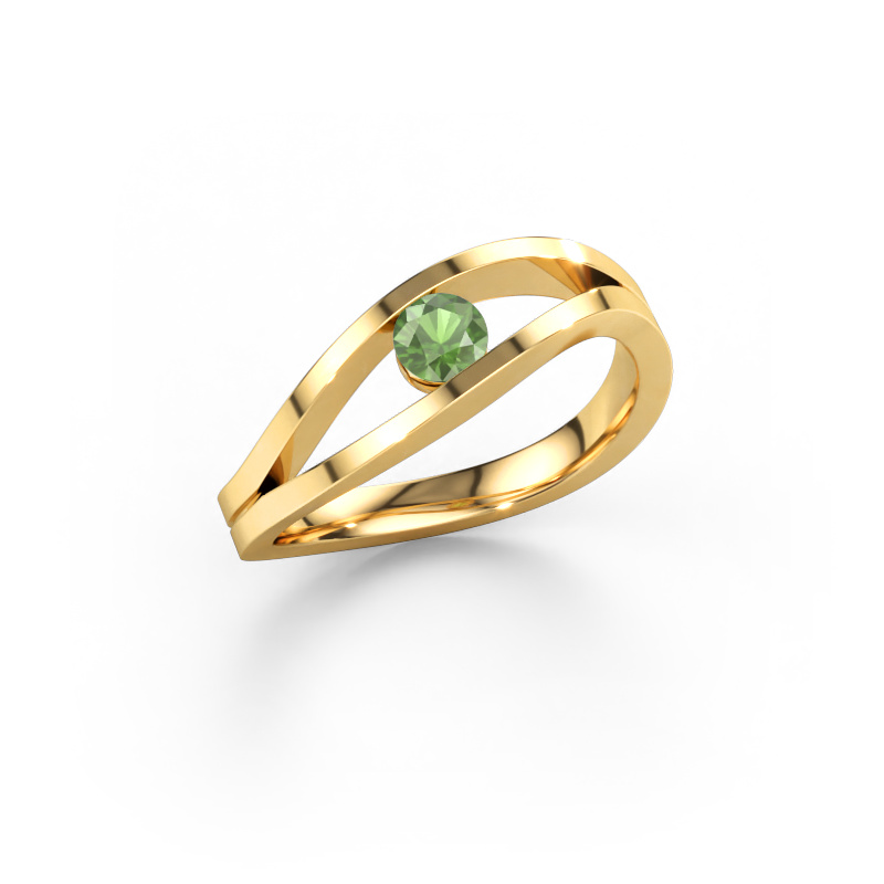 Image of Engagement ring Sigrid 1 585 gold Tourmaline green 3.7 mm