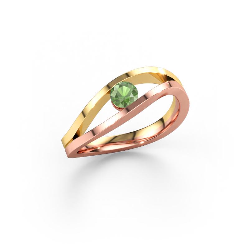 Image de Bague Sigrid 1 585 or rose Vert tourmaline 4 mm