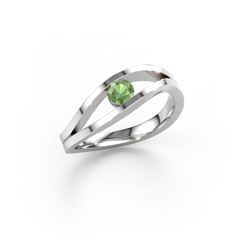 Image de Bague Sigrid 1 950 platine Vert tourmaline 4 mm