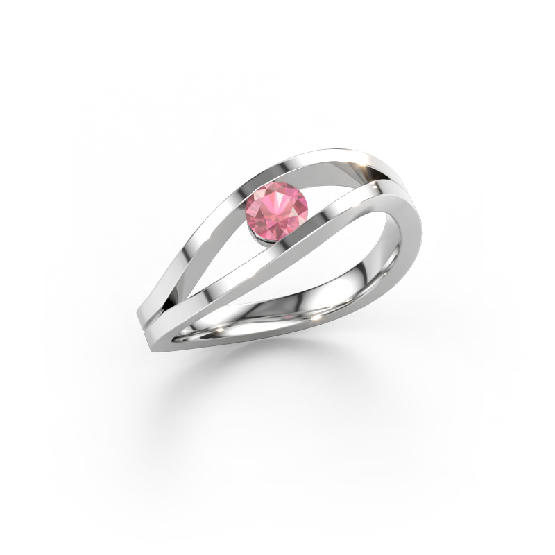 Afbeelding van Ring Sigrid 1 950 platina Toermalijn pink 4 mm
