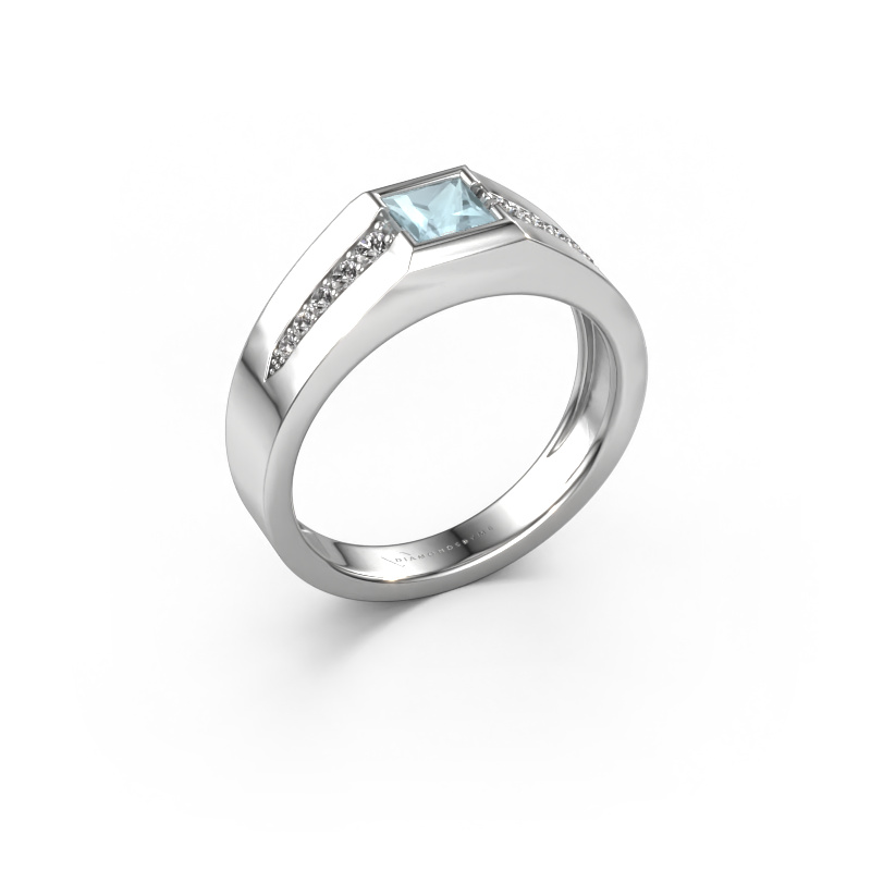 Image de Bague pinky Simon 950 platine Aigue-marine 4.5 mm