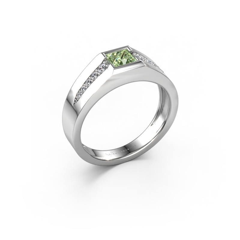 Image de Bague pinky Simon 585 or blanc Diamants synthétiques vert 4.5 mm