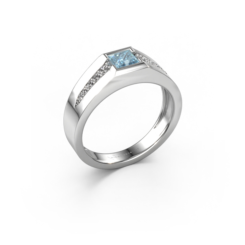 Image of Pinky ring Simon 950 platinum Blue lab grown diamond 4.5 mm
