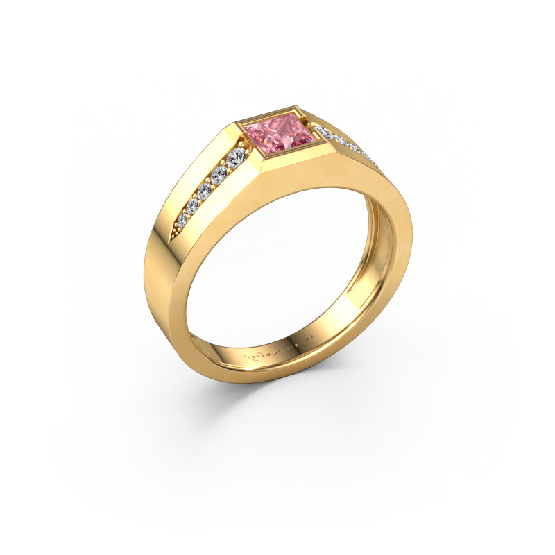 Image de Bague pinky Simon 585 or jaune Diamant synthétique roze 4.5 mm