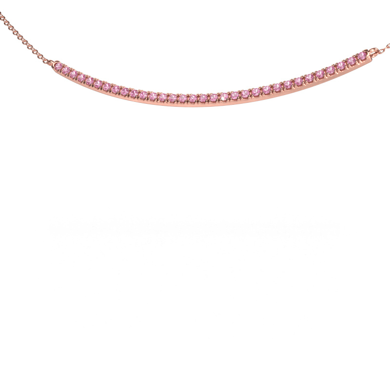 Afbeelding van Bar ketting Simona 585 rosé goud Roze saffier 1.5 mm