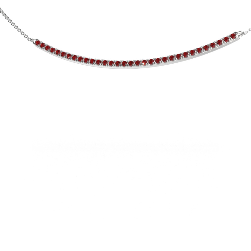 Image of Bar necklace Simona 585 white gold Ruby 1.5 mm