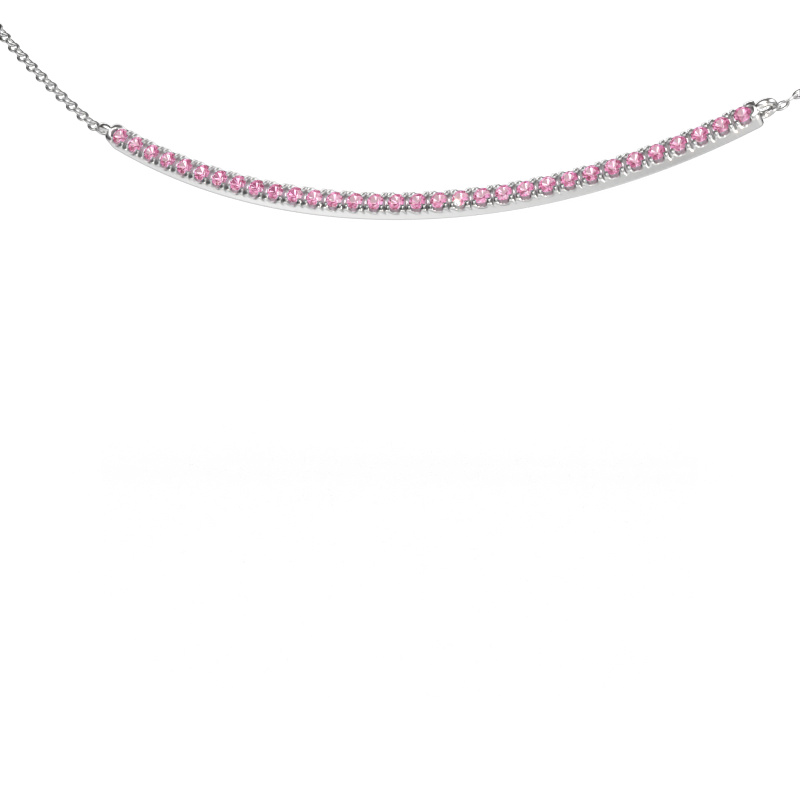 Image of Bar necklace Simona 585 white gold Pink sapphire 1.5 mm