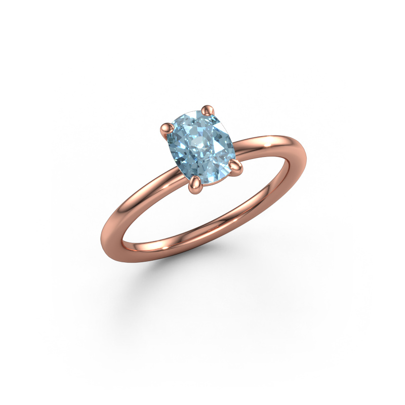 Image of Engagement ring Simone CSH 1 585 rose gold Blue lab grown diamond 6.8x5.2 mm