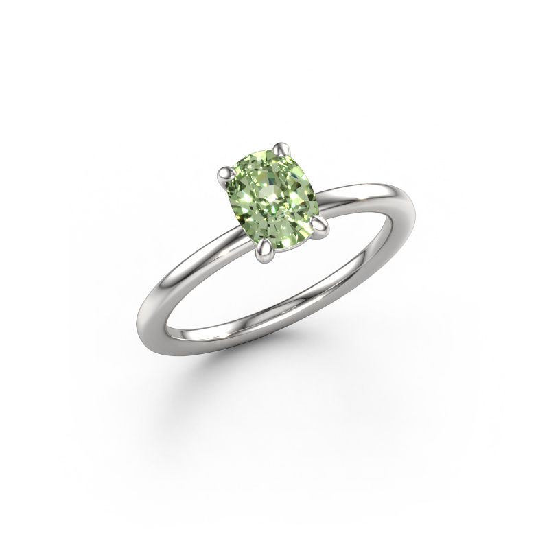 Afbeelding van Verlovingsring Simone CSH 1 950 platina Groene lab grown diamant 6.8x5.2 mm