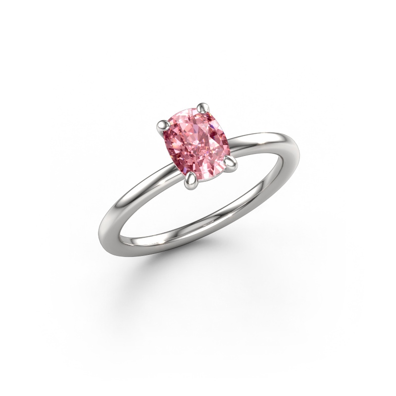 Image of Engagement ring Simone CSH 1 950 platinum Pink lab grown diamond 6.8x5.2 mm