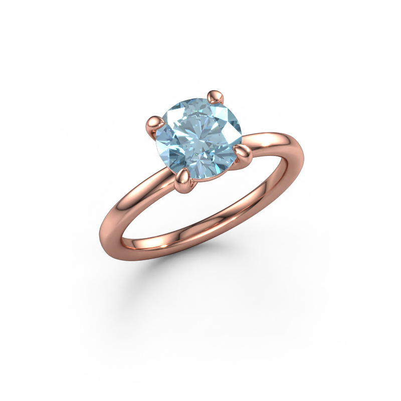 Afbeelding van Verlovingsring Simone RND 1 585 Rosé goud Blauwe lab grown diamant 7.3 mm