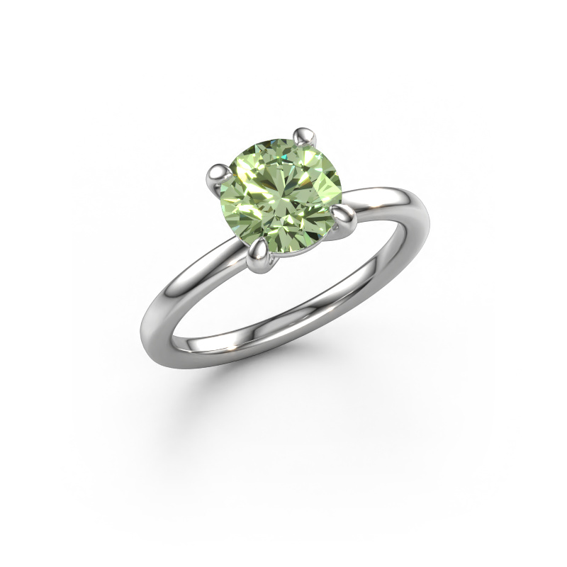 Image of Engagement ring Simone RND 1 585 white gold Green lab grown diamond 7.3 mm