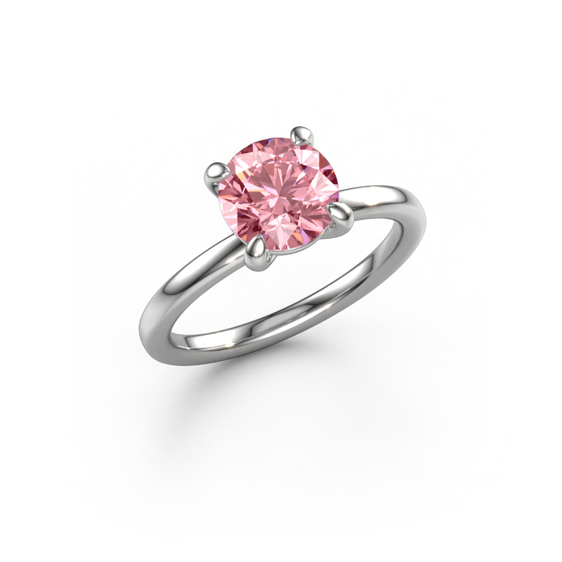 Afbeelding van Verlovingsring Simone RND 1 585 witgoud Roze lab grown diamant 7.3 mm