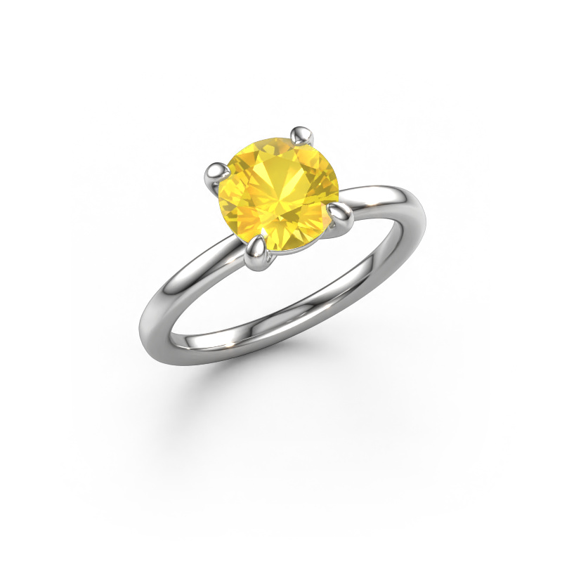 Image of Engagement ring Simone RND 1 950 platinum Yellow sapphire 7.3 mm