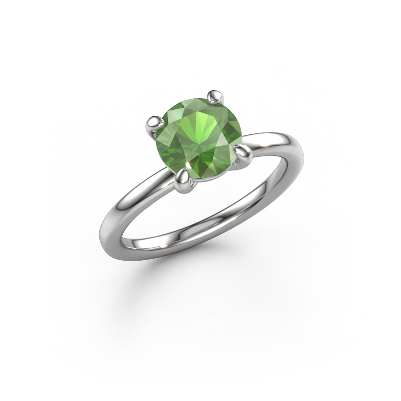 Image of Engagement ring Simone RND 1 585 white gold Tourmaline green 7.3 mm