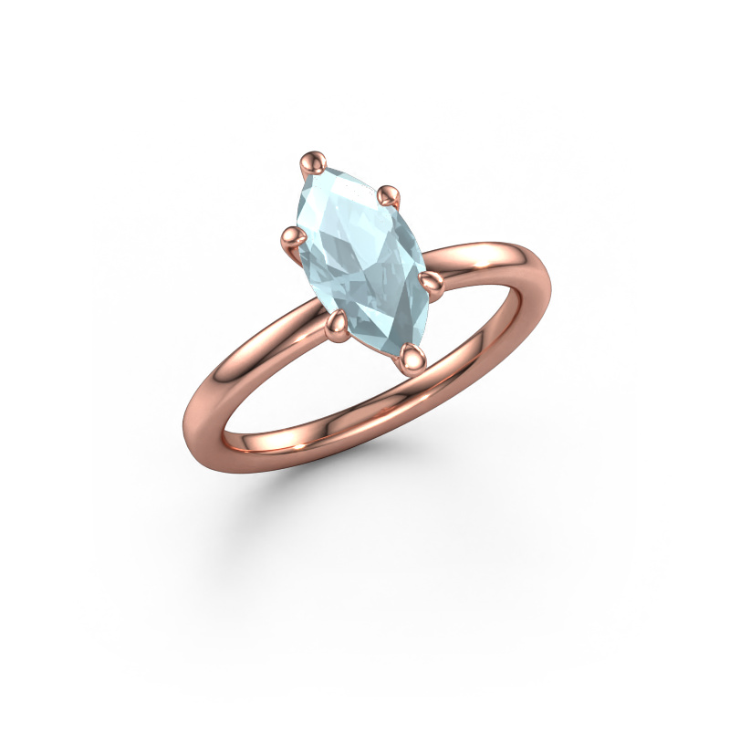 Image de Bague de fiançailles Simone MRQ 1 585 or rose Aigue-marine 11x5.5 mm