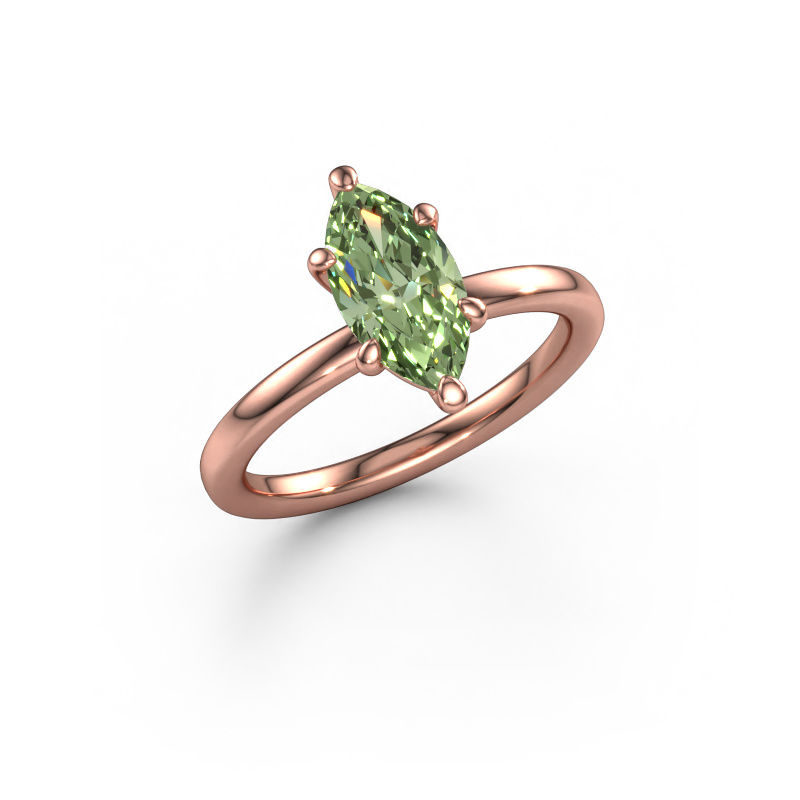 Image de Bague de fiançailles Simone MRQ 1 585 or rose Diamants synthétiques vert 11x5.5 mm