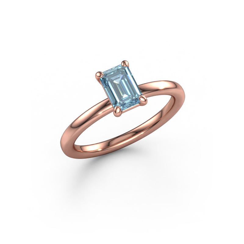 Afbeelding van Verlovingsring Simone EME 1 585 Rosé goud Blauwe lab grown diamant 6.5x4.5 mm