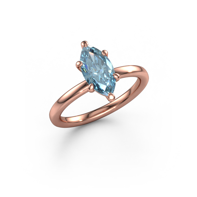 Afbeelding van Verlovingsring Simone MRQ 1 585 Rosé goud Blauwe lab grown diamant 11x5.5 mm