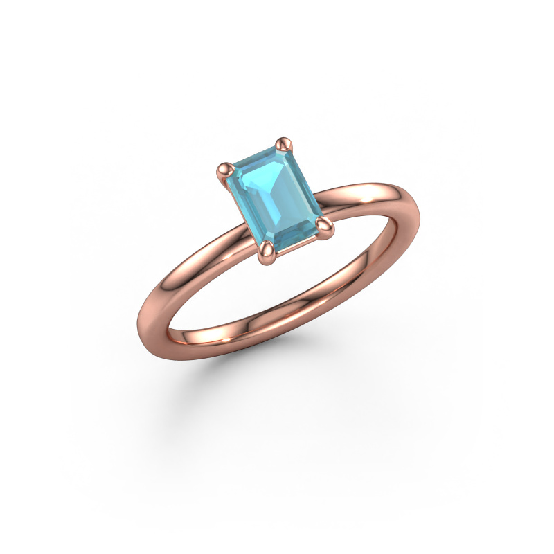 Bild von Verlobungsring Simone EME 1 585 Roségold Blau Topas 6.5x4.5 mm