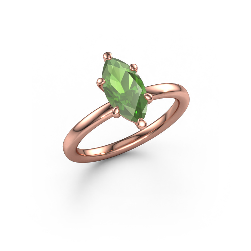 Image of Engagement ring Simone MRQ 1 585 rose gold Tourmaline green 11x5.5 mm
