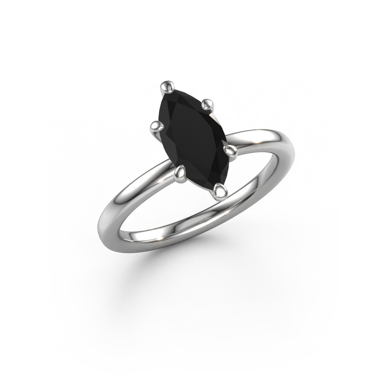 Image of Engagement ring Simone MRQ 1 585 white gold Black diamond 1.50 crt