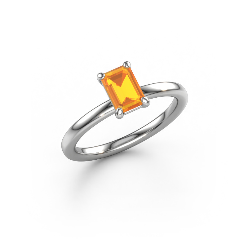 Image de Bague de fiançailles Simone EME 1 950 platine Citrine 6.5x4.5 mm